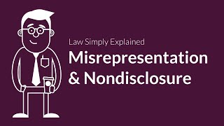 Misrepresentation and Nondisclosure  Contracts  Defenses amp Excuses [upl. by Boehike]