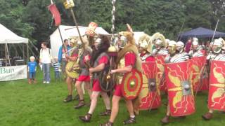 Roman Reenactment at the Amphitheatre in Caerleon Marching In [upl. by Llydnek329]