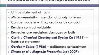 Misrepresentation Lecture 1 of 4 [upl. by Itsrik741]